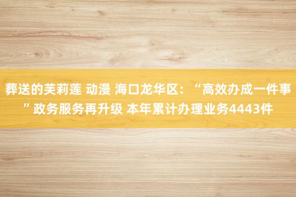 葬送的芙莉莲 动漫 海口龙华区：“高效办成一件事”政务服务再升级 本年累计办理业务4443件