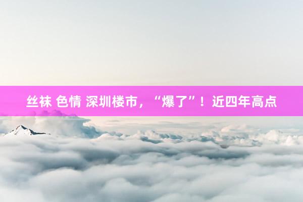 丝袜 色情 深圳楼市，“爆了”！近四年高点