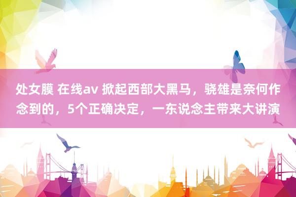 处女膜 在线av 掀起西部大黑马，骁雄是奈何作念到的，5个正确决定，一东说念主带来大讲演