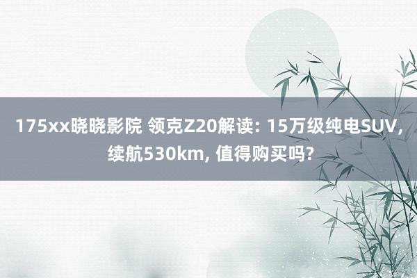 175xx晓晓影院 领克Z20解读: 15万级纯电SUV， 续航530km， 值得购买吗?