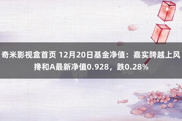 奇米影视盒首页 12月20日基金净值：嘉实跨越上风搀和A最新净值0.928，跌0.28%